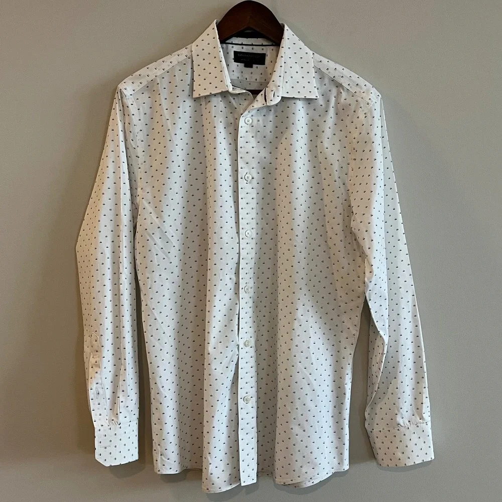 Banana Republic Athletic Fit Geometric Print Wrinkle Resistant Shirt Mens M